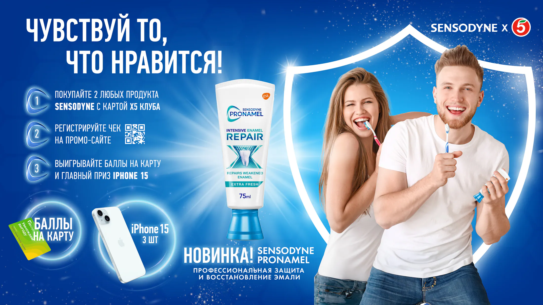 Главный продуктовый визуал Sensodyne ×5